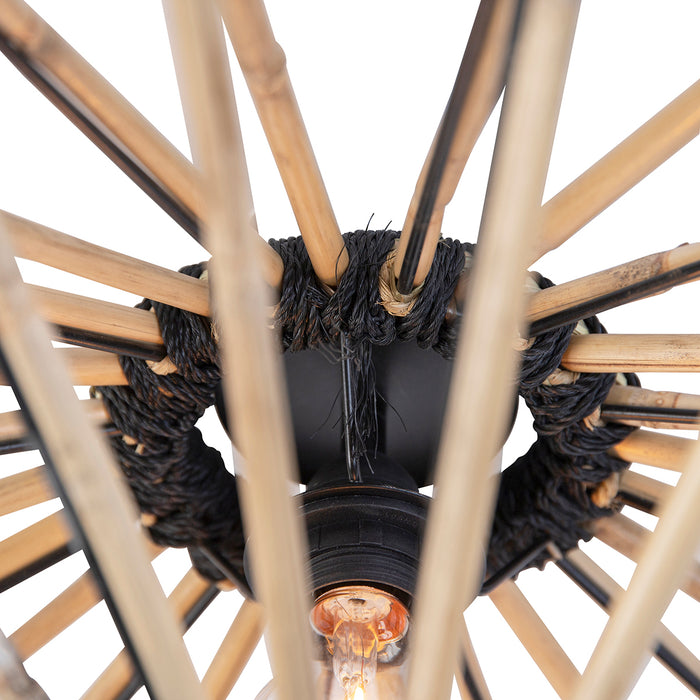 QAZQA Oosterse plafondlamp bamboe met zwart 60 cm - Evalin