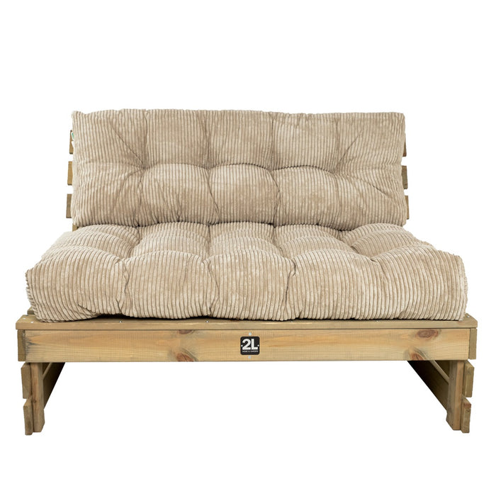 2L Home & Garden Palletkussenset Ribcord Deluxe Zandkleurig - 2 delige