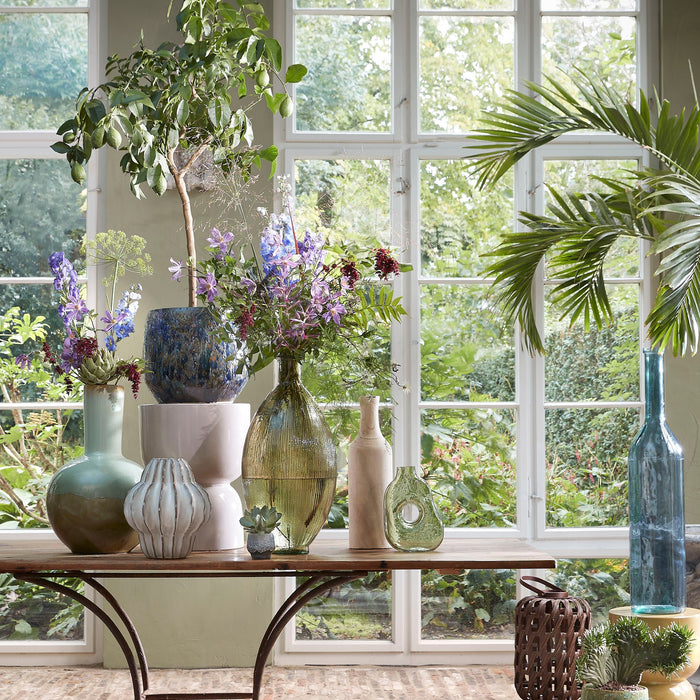 Mica Decorations Rioja Glazen Fles - H75 x Ø18 cm - Lichtblauw