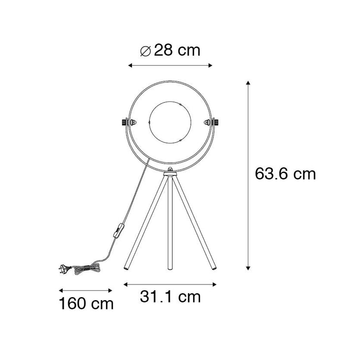 QAZQA Tafellamp zwart met goud 63,3 cm tripod verstelbaar - Magnax