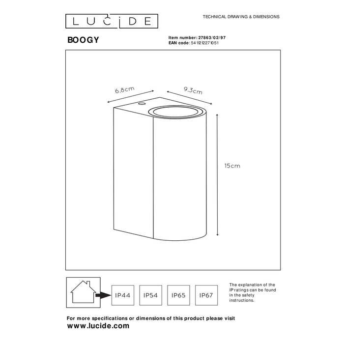 Lucide BOOGY Wandspot - Roest bruin