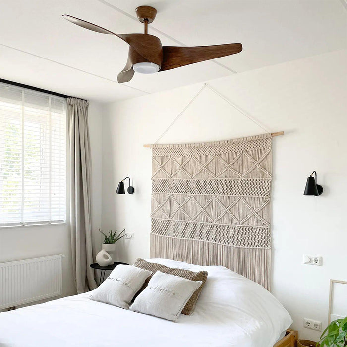 QAZQA Plafondventilator hout incl. LED met afstandsbediening -