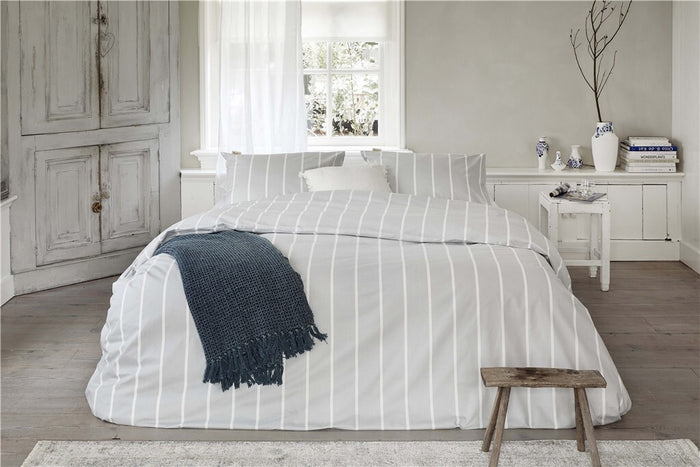 Walra - Dekbedovertrek Preppy Pinstripe - 140x220 - Grijs