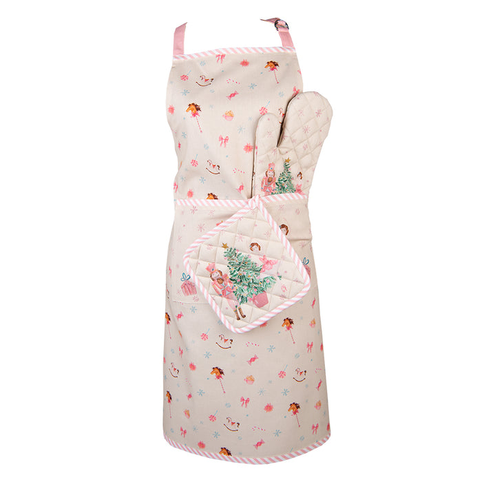 Clayre & Eef Pannenlap 20x20 cm Beige Roze Katoen Notenkraker Afgiet