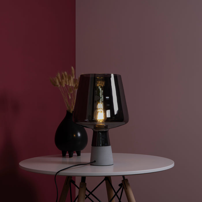 QUVIO Tafellamp beton met glazen lampenkap - QUV5034L