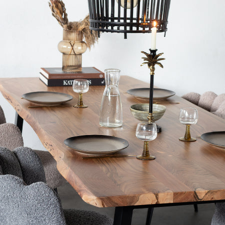 Giga Meubel - Eettafel Acaciahout - 160x90x77cm - Zwart Metaal - Lars