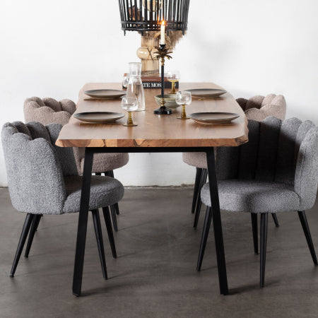 Giga Meubel - Eettafel Acaciahout - 160x90x77cm - Zwart Metaal - Lars