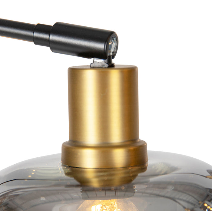 QAZQA Vloerlamp zwart met goud met smoke glas 5-lichts - Zuzanna