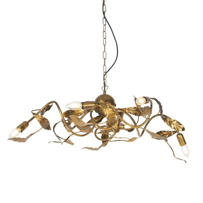 QAZQA Vintage hanglamp antiek goud 6-lichts - Linden