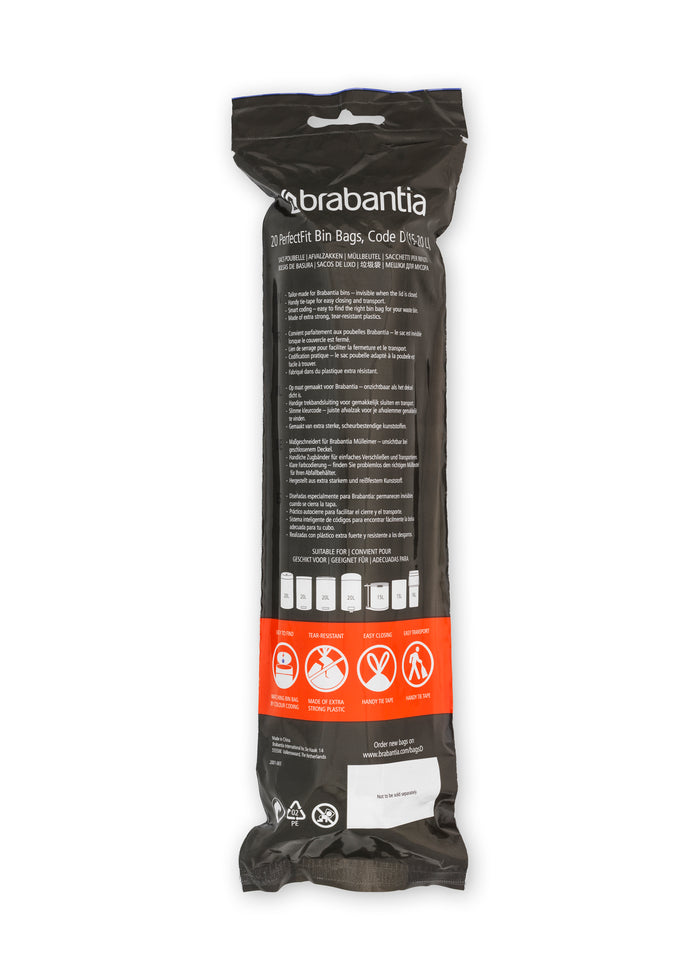 Brabantia Type D PerfectFit Afvalzak 15-20 Liter - 20 zakken
