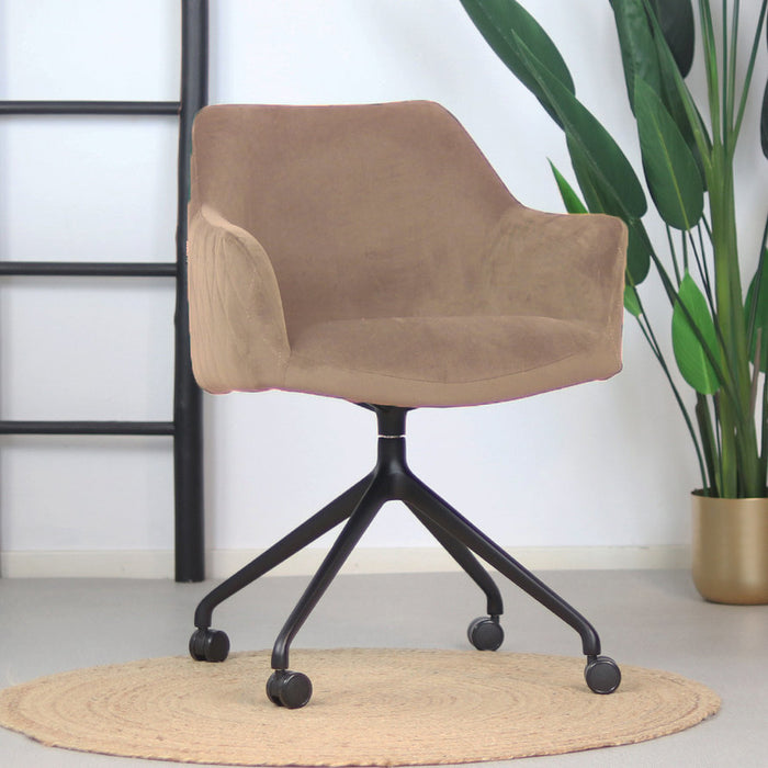 Bronx71 Eetkamerstoel met wieltjes Quinn taupe velvet -