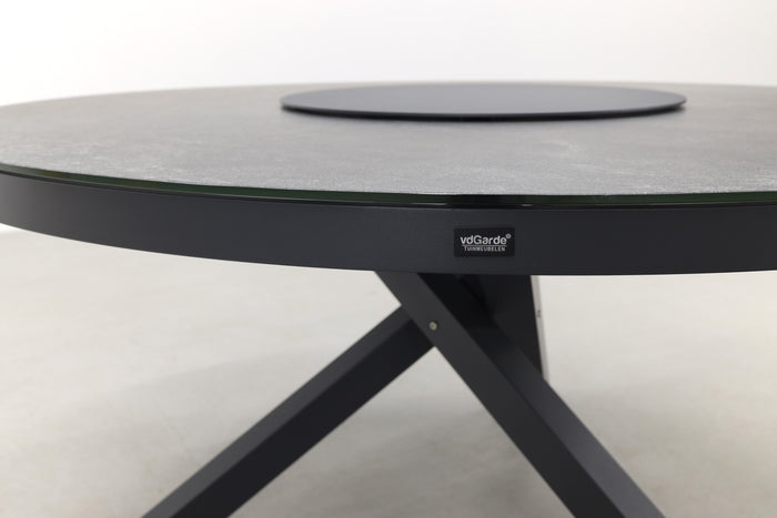 VDG Perth ronde tuintafel - antraciet - ceramic - 150 cm.