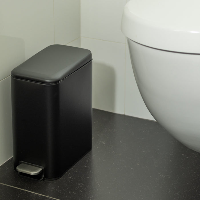 QUVIO Prullenbak vierkant - 5L - Metaal - Zwart