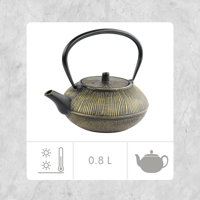 Orange85 Gietijzeren Japanse Theepot 0.8l Zwart met Goud