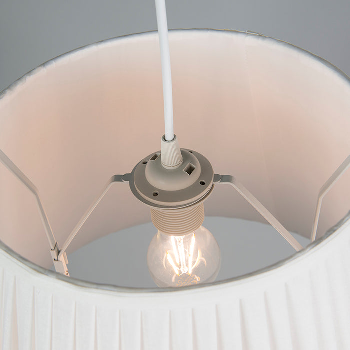 QAZQA Retro hanglamp crème 45 cm - Plisse