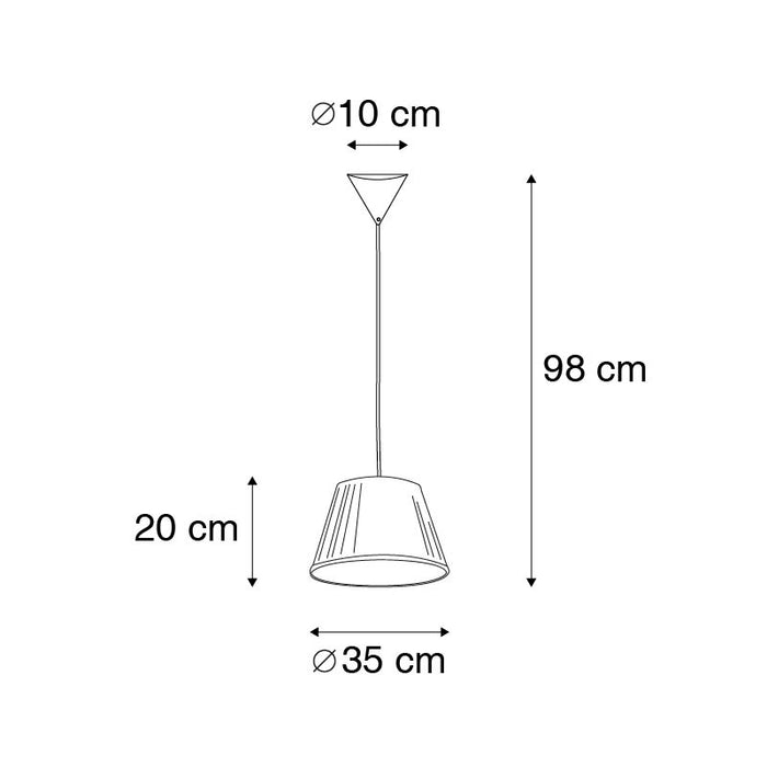 QAZQA Retro hanglamp wit 35 cm - Plisse