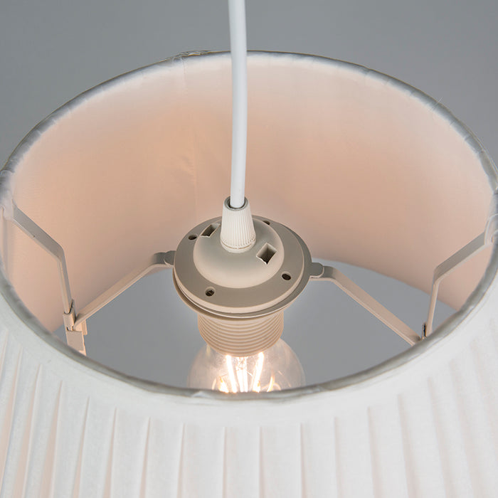 QAZQA Retro hanglamp wit 35 cm - Plisse