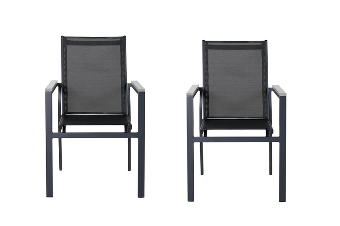 Fjôrd - Tuinstoel Zwart Textiel - Parma - Set van 2