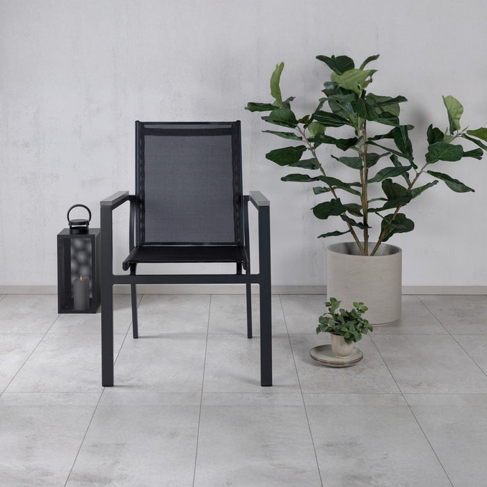 Fjôrd - Tuinstoel Zwart Textiel - Parma - Set van 2