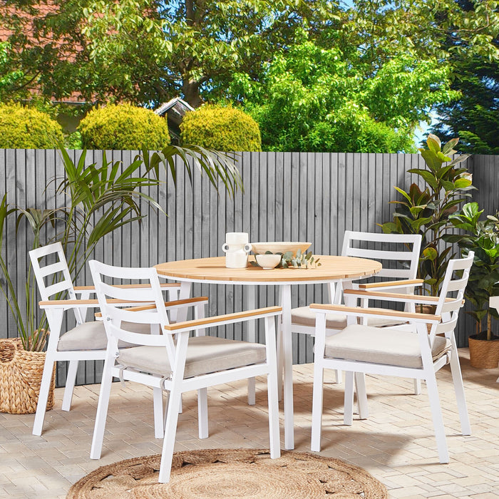 Beliani - CAVOLI - Tuinset voor 4 - Wit|Beige - Aluminium