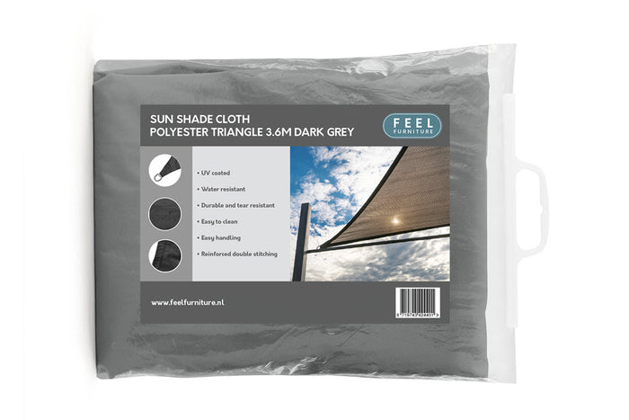 Feel Furniture - Schaduwdoek - Zonwering - Driehoek - 3.6 m - Donkerg…