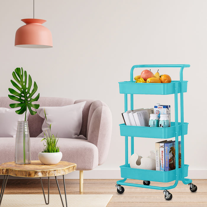 O'DADDY® Keukentrolley op wieltjes - serveerwagen - 86x43x36cm - blauw