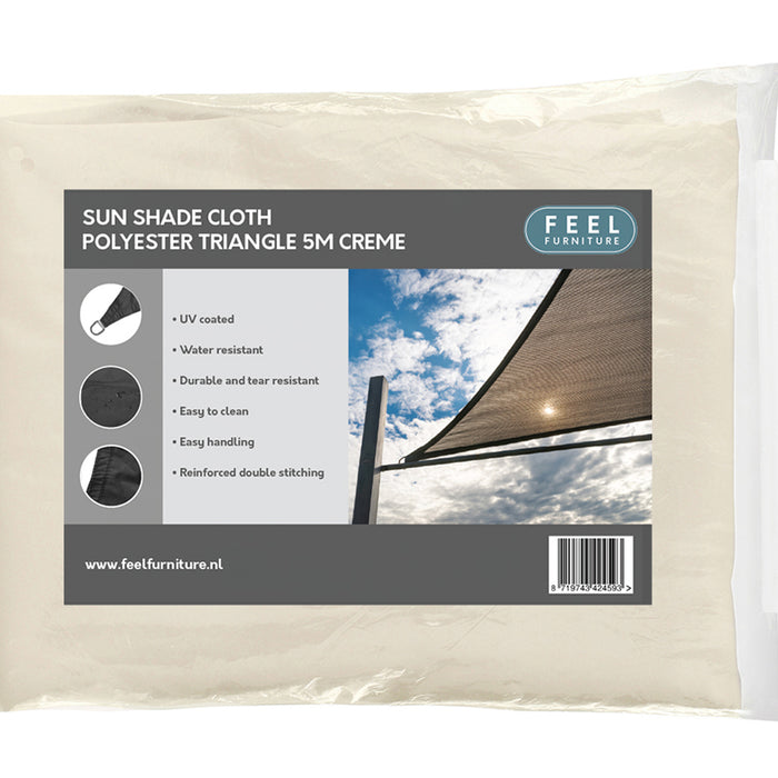 Feel Furniture - Schaduwdoek - Zonwering - Driehoek - 5 m - creme