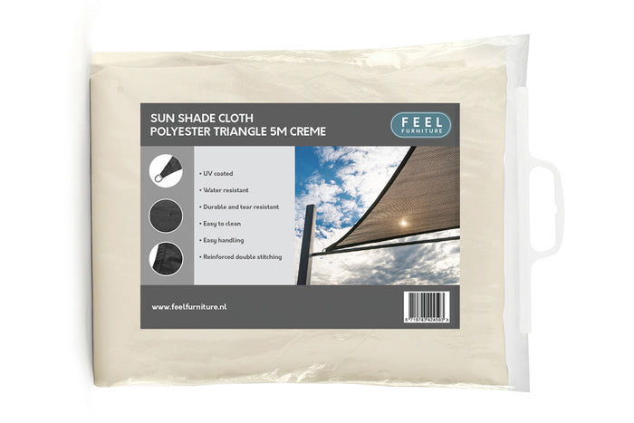 Feel Furniture - Schaduwdoek - Zonwering - Driehoek - 5 m - creme