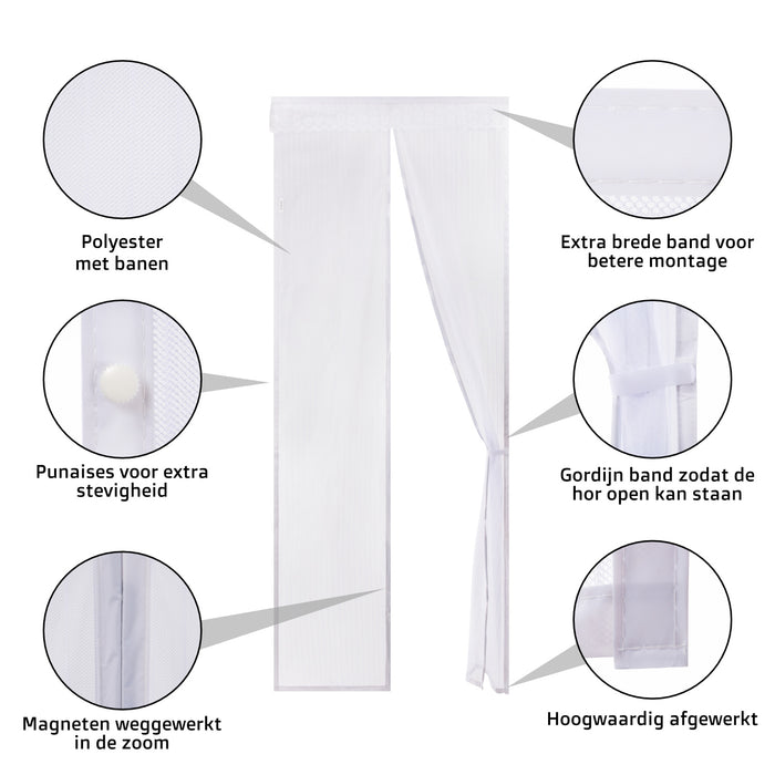 O’DADDY® Deurgordijn – Vliegengordijn Magnetisch - 92x230cm – hor Wit
