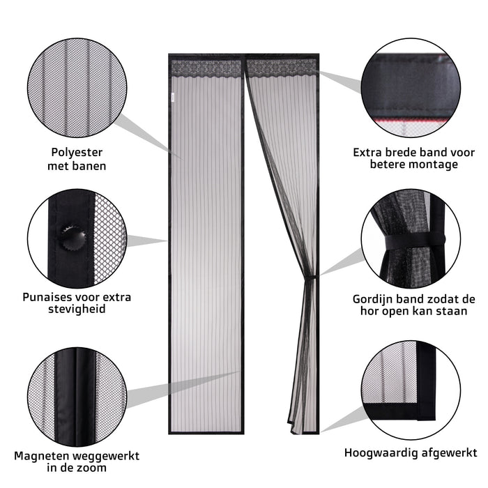 O’DADDY® Deurgordijn – Magnetisch Vliegengordijn - 92x230cm – Zwart