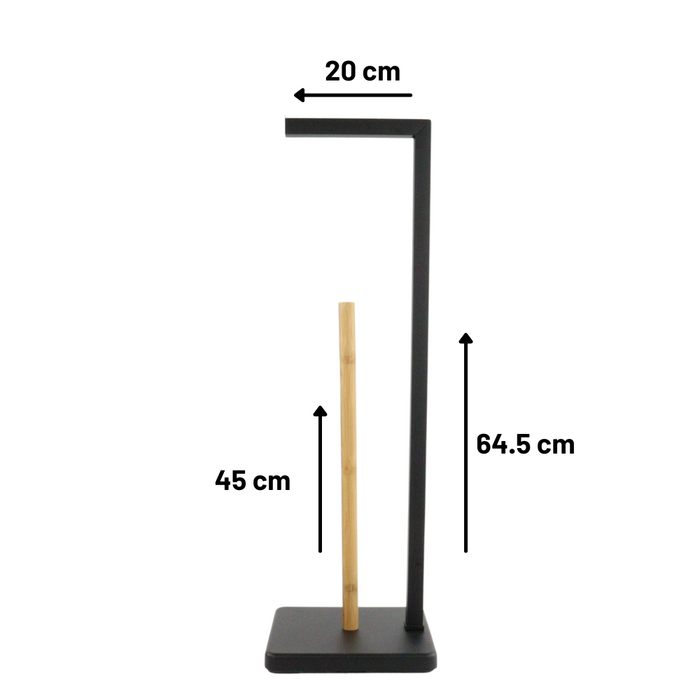 Orange85 Toiletrolhouder Staand 20x64,5cm Zwart Metaal Hout Zonder...