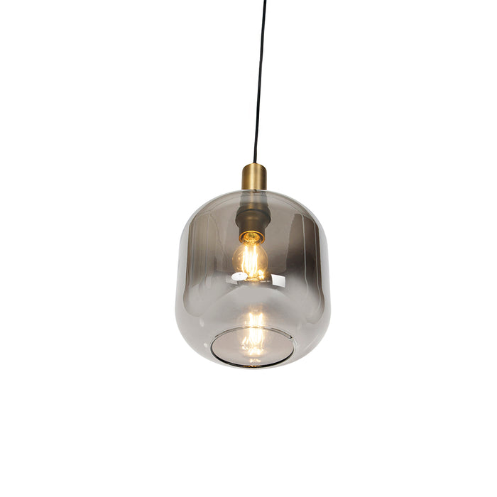 QAZQA Design hanglamp zwart met goud en smoke glas - Zuzanna