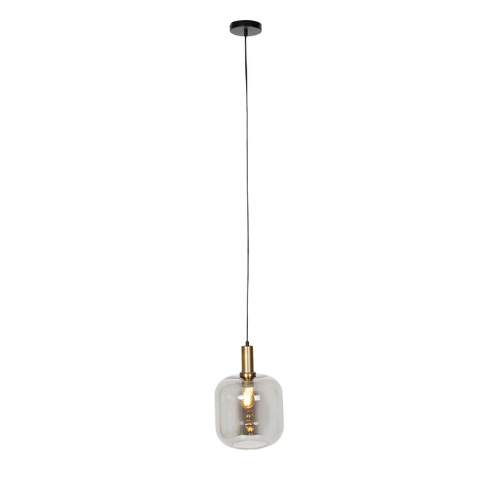 QAZQA Design hanglamp zwart met goud en smoke glas - Zuzanna