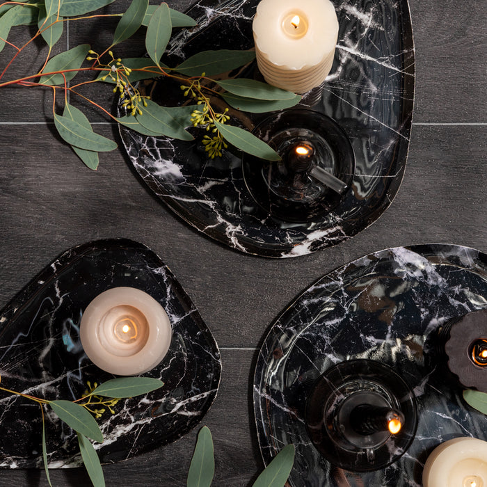 present time - Dienblad Marble Look - Zwart - 34x30x1 cm