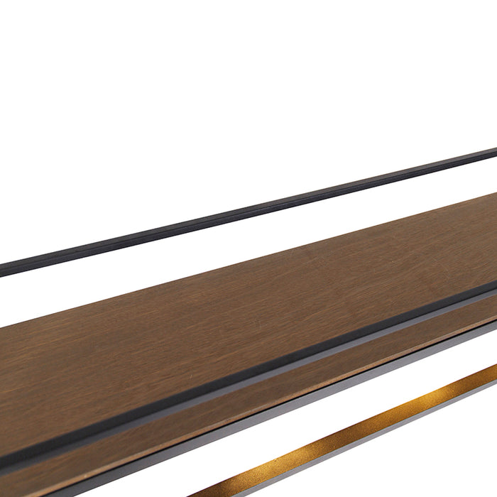 QAZQA Industriële hanglamp zwart met hout en rek 4-lichts - Cage Rack