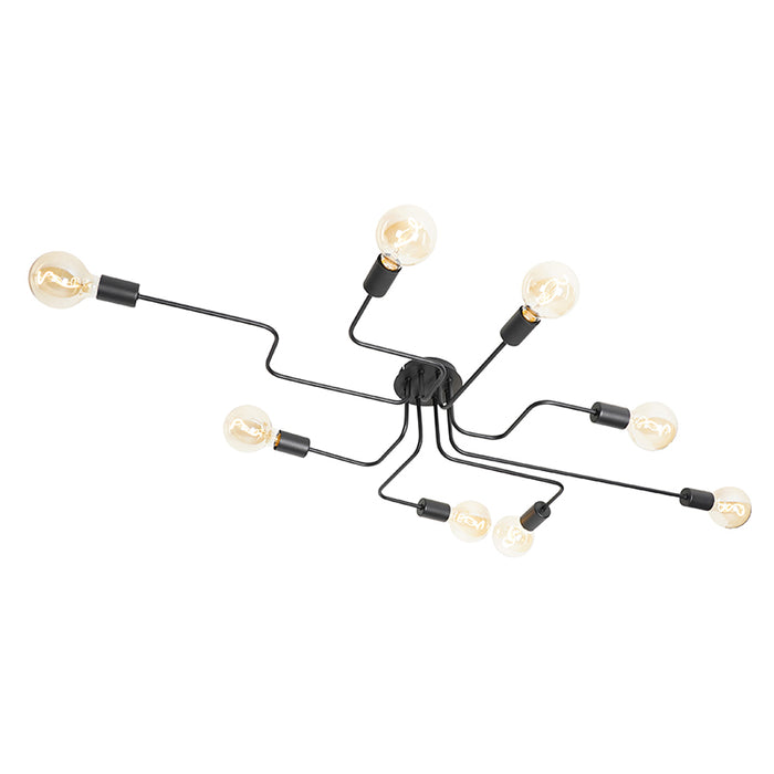 QAZQA Design plafondlamp zwart 8-lichts - Facile