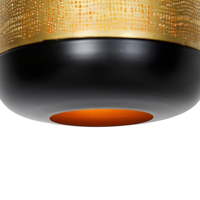 QAZQA Vintage hanglamp zwart met messing - Kayleigh