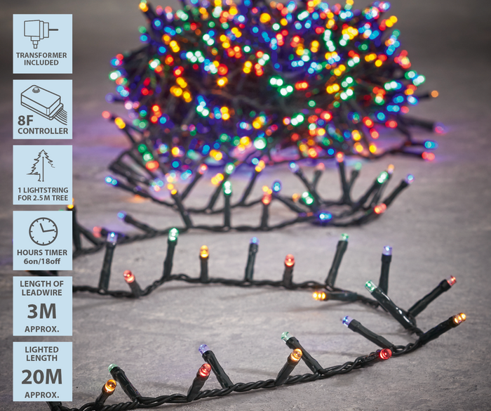 Luca Lighting Kerstboomverlichting - 1000 LED - L2000 cm - Multikleur