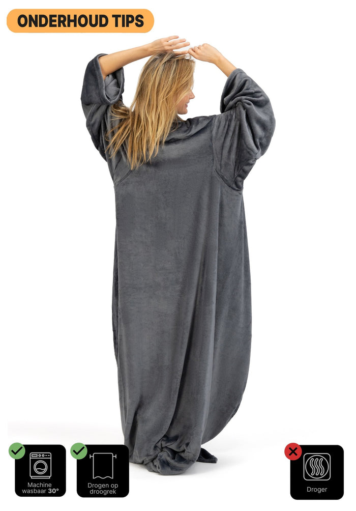 O'DADDY® Fleece deken met MOUWEN - plaid - 150x200 – supersoft - Grijs