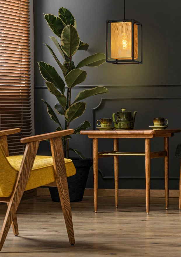 Lucide SANSA Hanglamp 1xE27 - Zwart