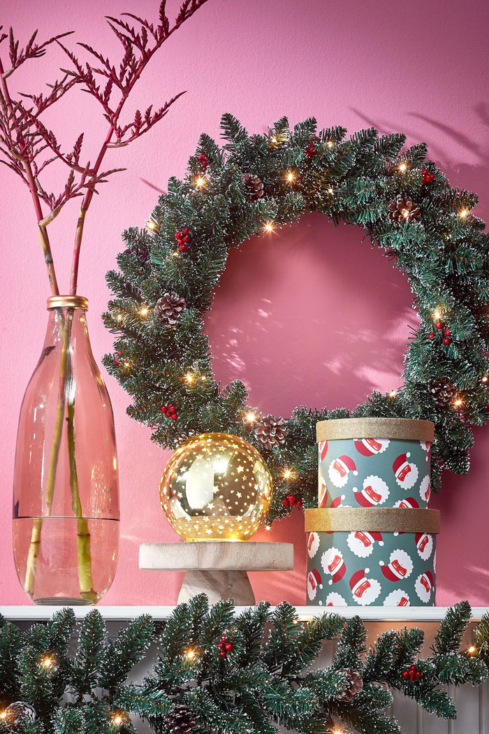 Black Box Trees Creston Kerstkrans met LED Verlichting - Ø60cm - Groen