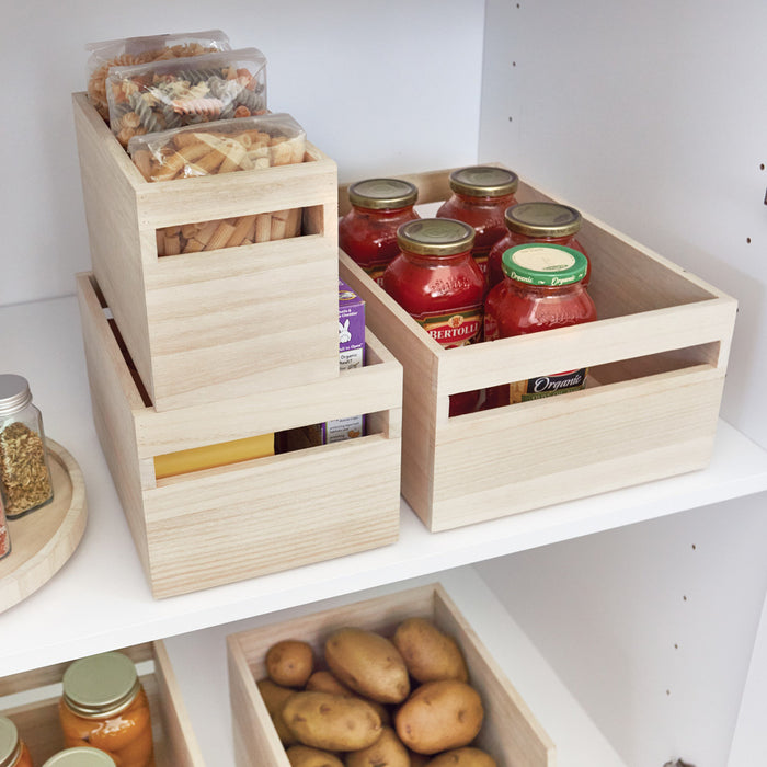 Opbergbox met Handvat, 3 Vakken, 12.7 x 25.4 x 10.2 cm, Paulownia Hout