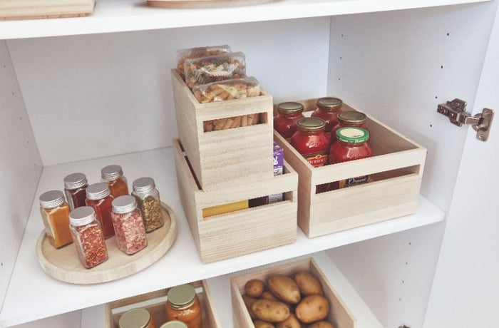 Opbergbox met Handvat, 3 Vakken, 12.7 x 25.4 x 10.2 cm, Paulownia Hout