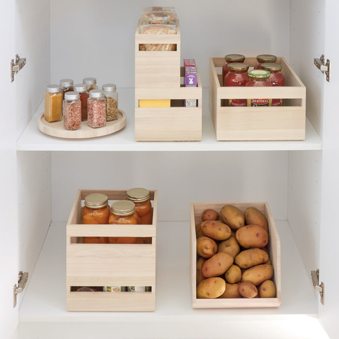 Opbergbox met Handvat, 3 Vakken, 12.7 x 25.4 x 10.2 cm, Paulownia Hout