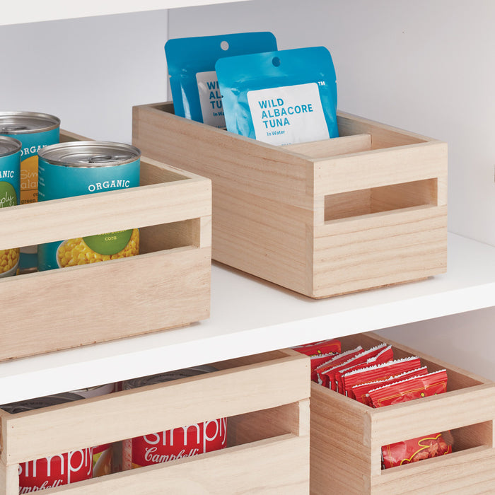 Opbergbox met Handvat, 3 Vakken, 12.7 x 25.4 x 10.2 cm, Paulownia Hout