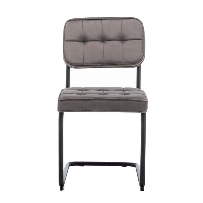 Criks Eetkamerstoelen Set van 4 Flexa - Grijs - Metaalpoot - Fluweel