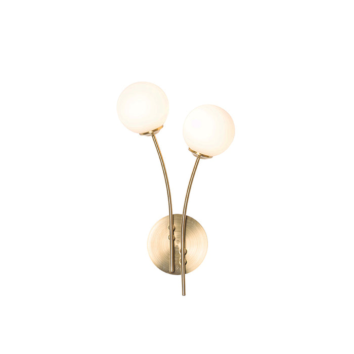 QAZQA Moderne wandlamp goud met opaal glas 2-lichts - Athens