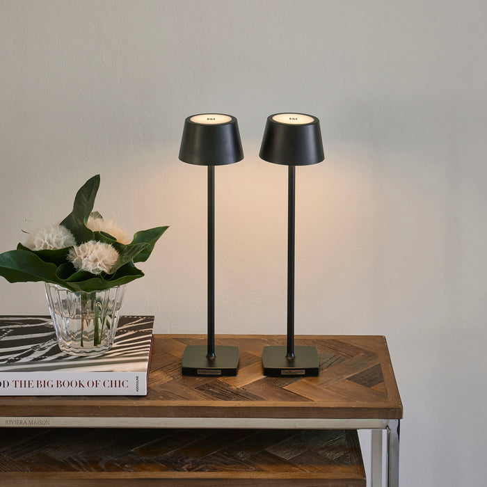 Rivièra Maison - Stijlvolle Tafel lamp in zwart, aluminium, hoogte 43 cm