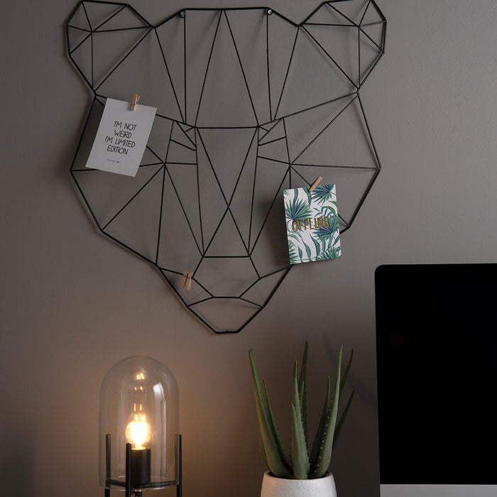 Leitmotiv - Tafellamp Glass Bell - Helder, Zwart frame - 30x16cm