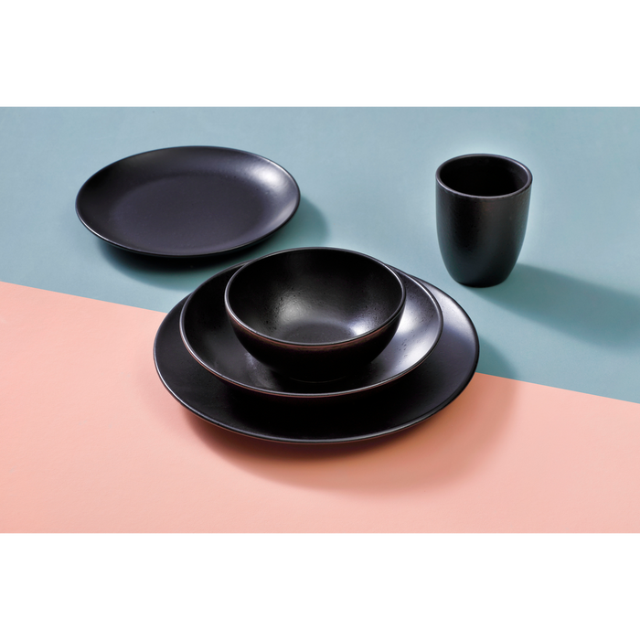 Mammoet Bord Moon 27.5 cm Zwart Stoneware 2 stuks